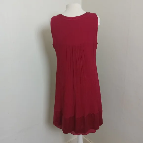 Banana Republic Red Pop Over 100% Silk Sleeveless Dress - Picture 3 of 14